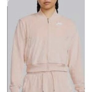 Nike Air Womens Velour Jacket Pink‎ Full Zip Embossed Logo DM9193-601 2X